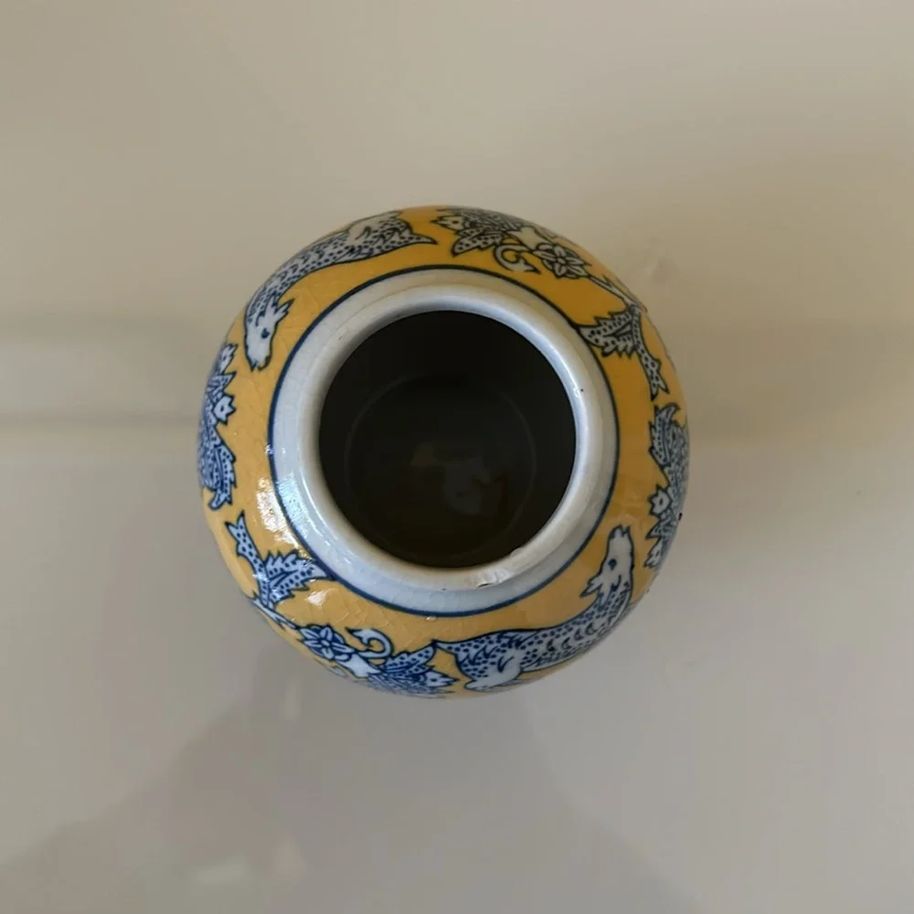 Vintage Chinese Small Porcelain Ceramic Flower Bamboo Vase Planter Urn Jar Pot